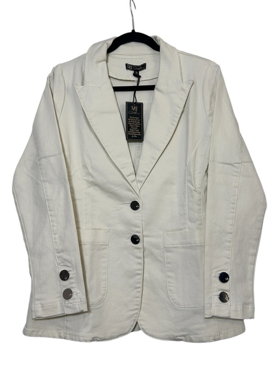 DG2 by Diane Gilman Jackets & Blazers - Women’s Ivory Tailored Two-Button Denim Blazer